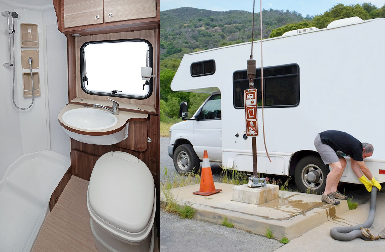 Portable RV/camper toilet and holding tank setup in Booneville, Mississippi