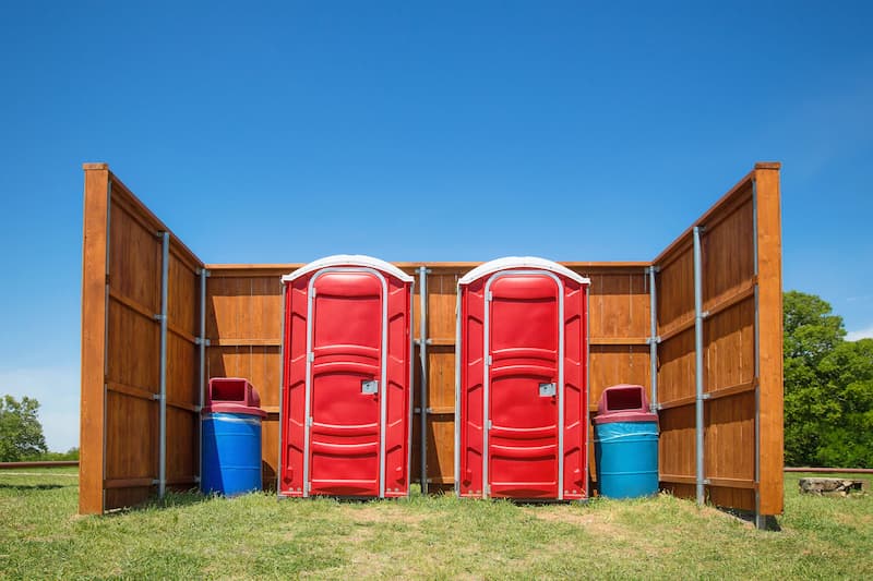 Short-term porta potty units staged for delivery in Booneville, Mississippi